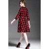 TE6162VIP Europe fashion temperament checks slim waist dress