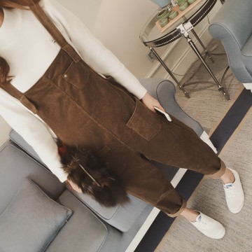 TE6176XYWL Korean preppy style loose corduroy overalls