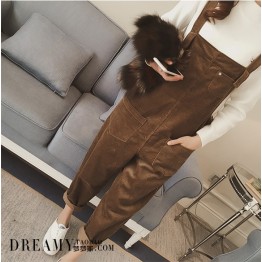 TE6176XYWL Korean preppy style loose corduroy overalls