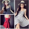 TE6291YZL Fresh sweet slim waist empire waist dot lacing dress