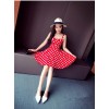 TE6291YZL Fresh sweet slim waist empire waist dot lacing dress