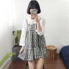 TE6310YZMY Preppy style England checks gallus vest dress