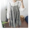 TE6310YZMY Preppy style England checks gallus vest dress