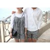 TE6310YZMY Preppy style England checks gallus vest dress