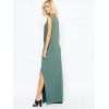 TE6356YZS Europe fashion sexy slashed up drape sleeveless maxi dress