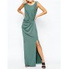 TE6356YZS Europe fashion sexy slashed up drape sleeveless maxi dress