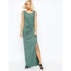 TE6356YZS Europe fashion sexy slashed up drape sleeveless maxi dress