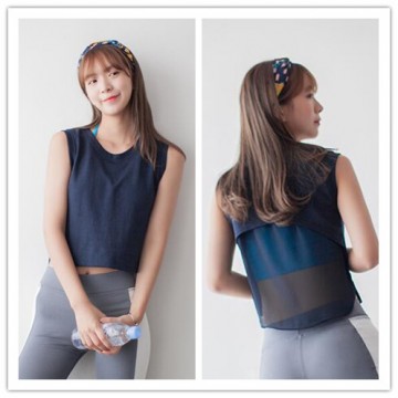 TE6365YZS Summer fashion transparent back sleeveless short t-shirt