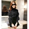 TE6539SPX Flouncing ornament neckline and sleeve pullover shirt