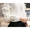 TE6539SPX Flouncing ornament neckline and sleeve pullover shirt