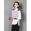 TE6613YMSQ Korean style doll collar splicing slim fake two piece shirt