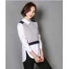 TE6613YMSQ Korean style doll collar splicing slim fake two piece shirt