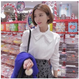 TE6619JZFS Korean fashion sweet bowknot joker shirt