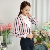 TE6693SOLO Spring style POLO collar vertical stripes chiffon shirt