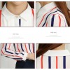 TE6693SOLO Spring style POLO collar vertical stripes chiffon shirt