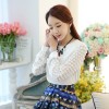 TE6699SOLO Spring style round neck dot long sleeve chiffon shirt