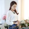 TE6699SOLO Spring style round neck dot long sleeve chiffon shirt