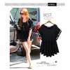 TE6802YWQS European fashion flouncing short sleeve skirt hem loose t-shirt