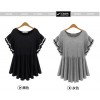 TE6802YWQS European fashion flouncing short sleeve skirt hem loose t-shirt