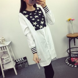 TE6803AYY New style stars print irregular long blouse