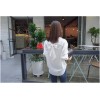 TE6803YWQS Trendy loose bowknot two side wear v neck white shirt