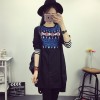 TE6805AYY Vintage splicing pattern casual loose shirt dress