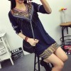 TE6806AYY National style v neck tassel embroidery dress