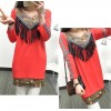 TE6806AYY National style v neck tassel embroidery dress