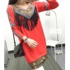 TE6806AYY National style v neck tassel embroidery dress