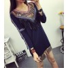 TE6806AYY National style v neck tassel embroidery dress