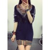 TE6806AYY National style v neck tassel embroidery dress