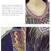 TE6806AYY National style v neck tassel embroidery dress