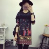 TE6808AYY Casual Indian print splicing slim dress