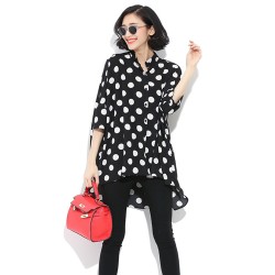 TE6809AYY Korean fashion large size loose dot blouse