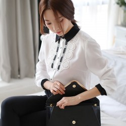 TE6893SOLO Spring style slim contract color embroidery shirt