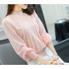 TE6976SOLO Spring style stand collar lace long sleeve shirt