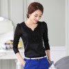 TE6996SOLO Spring style slim v-neck lacing splicing chiffon shirt