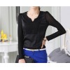 TE6996SOLO Spring style slim v-neck lacing splicing chiffon shirt