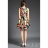 TE7347SYF Europe fashion chrysanthemum print slim wait sleeveless dress