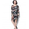 TE7397HSJP Europe fashion trendy print chiffon large size dress