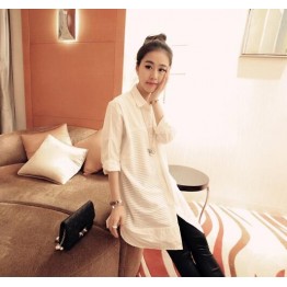 TE8019QPG Spring fashion fresh white long blouse