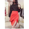 TE8032DDLY Round neck off shoulder pullover temperament pure color chiffon shirt