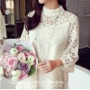 TE8035HYG Round neck hollow out lace dress with inner vest