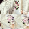 TE8035HYG Round neck hollow out lace dress with inner vest