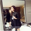 TE8035HYG Round neck hollow out lace dress with inner vest