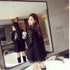 TE8035HYG Round neck hollow out lace dress with inner vest