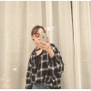 TE8036QYR New style checks loose puff long sleeve shirt