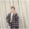 TE8036QYR New style checks loose puff long sleeve shirt