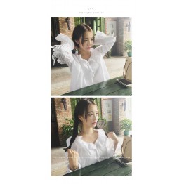 TE8049ZYKJ Korean fashion flouncing collar lacing sleeve white shirt