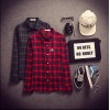 TE807WSCP Fashion men’s thicken checks embroidery trendy shirt